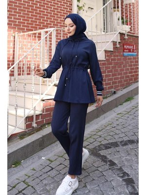 Lacivert Ribana Detaylı Takım