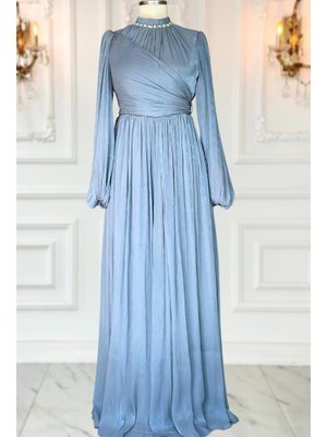 İndigo Pelin Abiye Elbise