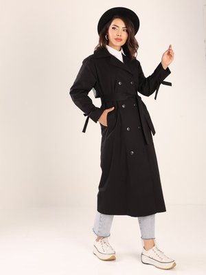 Yeşil Tasarım Kadın Oversize Trençkot Siyah