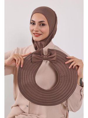 Çikolata Türban Üzeri Penye Pratik Tak Çık Fiyonklu Şapka,sp 4,sp
