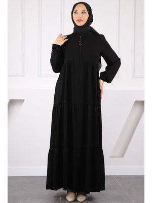 Siyah Kol Lastikli Katlı Ferace Siyah Kol Lastikli Katlı Ferace