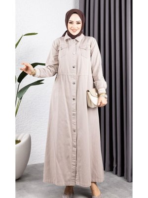 Düğmeli Pamuk Gabardin Kap Düğmeli Pamuk Gabardin Kap