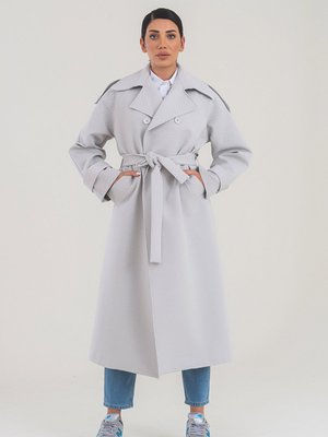 Gri Creed Kadın Oversize Trençkot