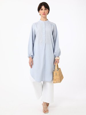 Düğme Detaylı Tunik Gok Mavi