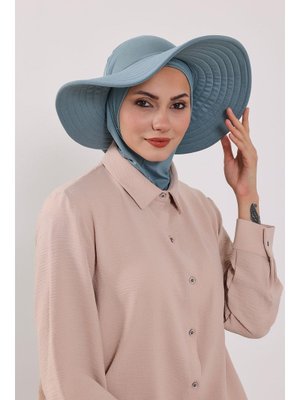 Koyu Mint Türban Üzeri Penye Pratik Tak Çık Fiyonklu Şapka,sp 4,sp