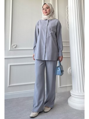 Tensel Tek Cepli Gri İkili Takım Tensel Tek Cepli Gri İkili Takım