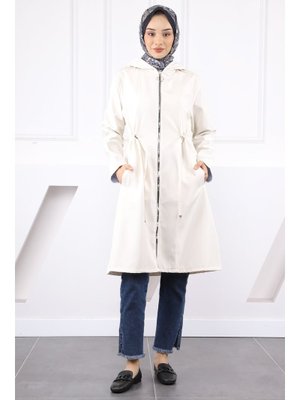 Taş Cepli Kapüşonlu Trençkot Taş Cepli Kapüşonlu Trençkot