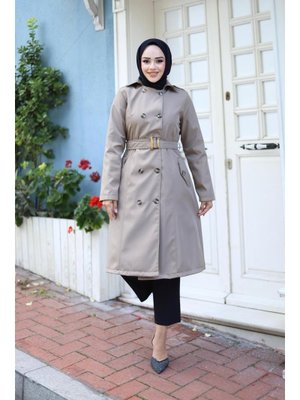Kemerli Düğmeli Trençkot