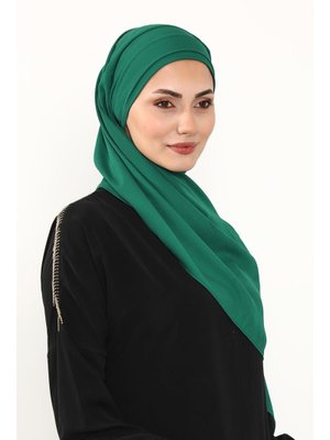 Yeşil Önü Pileli Tasarım Krep Pratik Şal,ps