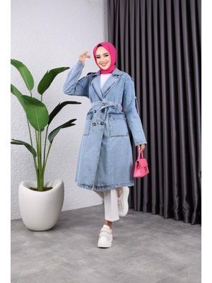 Cepli Düğmeli Kot Trençkot