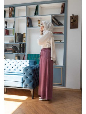 Lila Ancelina Lastikli Pantolon