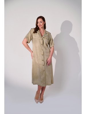 Haki Büyük Beden Yaka Ve Kol Şerit Detaylı Elbise Haki Büyük Beden Yaka Ve Kol Şerit Detaylı Elbise
