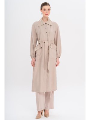 Gömlek Yaka Torba Cepli Astarsız Modal Kap Taş