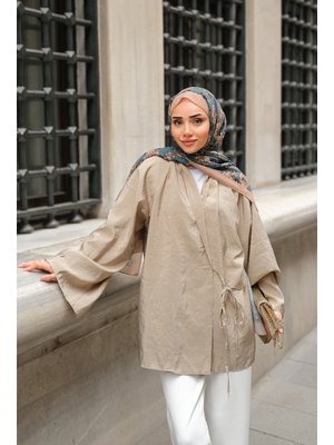 Vizon Yakası Pile Detaylı Kimono Vizon Yakası Pile Detaylı Kimono