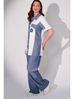 Büyük Beden Beli Lastik Detaylı Ve Çift Cepli Pantolon İndigo