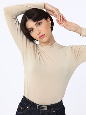 Krem Dik Yaka Bluz
