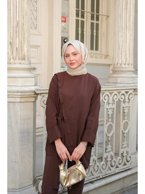 Kahverengi Yandan Bağlamalı Armani Modal Takım Kahverengi Yandan Bağlamalı Armani Modal Takım