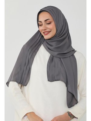 Antrasit Penye İç Boneli Pileli Krep Şal,ps