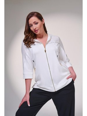 Ekru Büyük Beden Kapşonlu Spor Ceket
