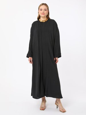 Siyah Büyük Beden Elbise & Ferace İkili Takım