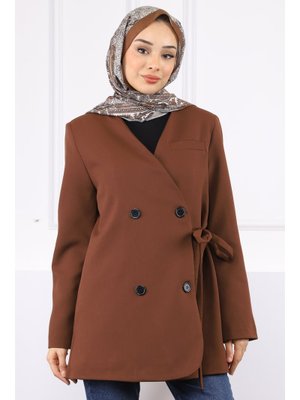 Kahverengi Bel Bağlamalı Ceket