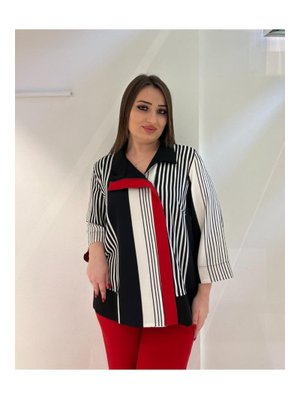 Kırmızı Büyük Beden Li Ceketli Pantolonlu Takım