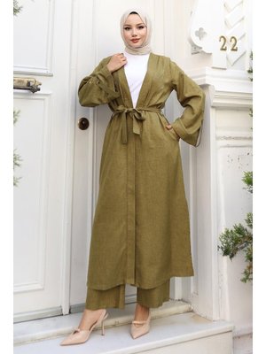 Haki Apolet Detaylı Kimono Takım Haki Apolet Detaylı Kimono Takım