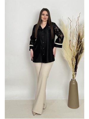 Büyük Beden Beli Lastk Detaylı Ve Çift Cepli Pantolon Bej