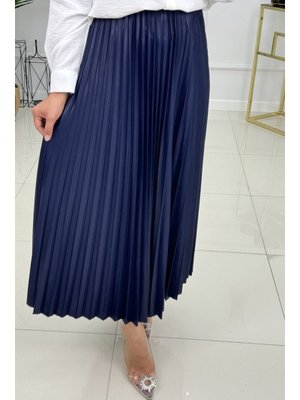 Lacivert Rova Piliseli Etek