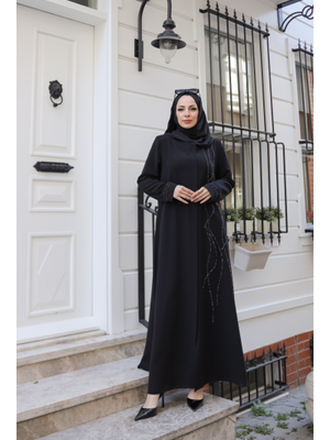 Siyah Asalet Taşlı Ferace