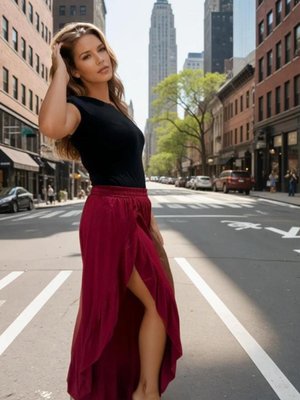 Bordo Beli Lastikli Yırtmaçlı Salaş Şalvar Pantolon Bordo Beli Lastikli Yırtmaçlı Salaş Şalvar Pantolon