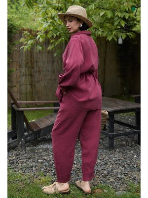 Boydan Dikişli Bordo İkili Takım