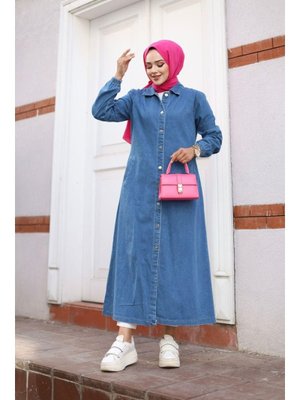 Kot Cepli Düğmeli Denim Kap Kot Cepli Düğmeli Denim Kap