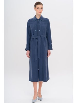 İndigo Fermuar Kapamalı Dikiş Detaylı Astarsız Modal Kap