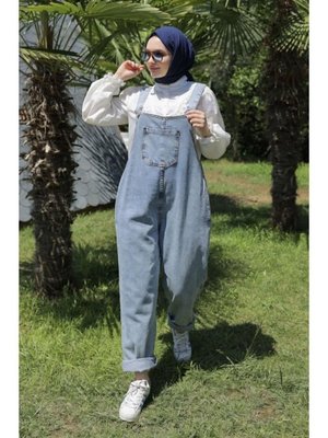 Askılı Hamile Kot Tulum Askılı Hamile Kot Tulum