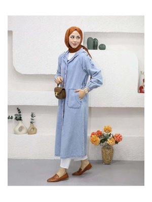 Cepli Düğmeli Denim Kot Kap Cepli Düğmeli Denim Kot Kap