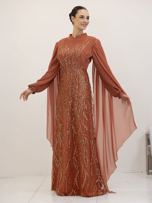 Kiremit Ezgi Abiye Elbise Kiremit Ezgi Abiye Elbise