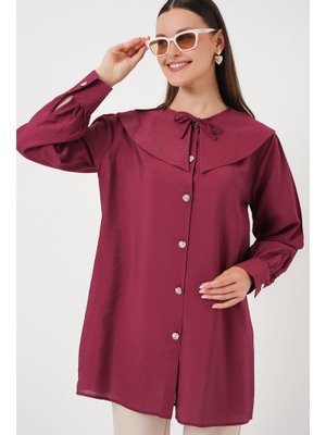 Bordo Bebe Yaka Uzun Tunik Bordo Bebe Yaka Uzun Tunik