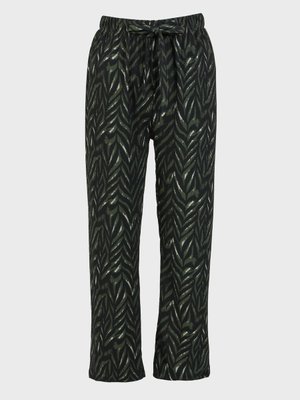 Yeşil Desenli Büyük Beden Pantolon Siyah