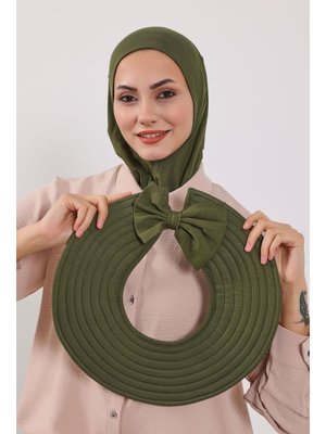 Haki Türban Üzeri Penye Pratik Tak Çık Fiyonklu Şapka,sp 4,sp