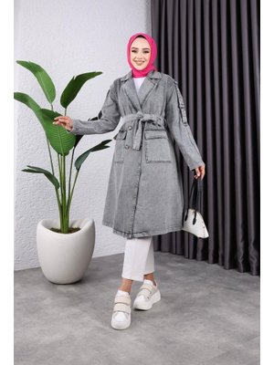 Cepli Düğmeli Kot Trençkot
