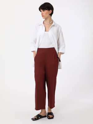 Rahat Kalıp Keten Pantolon Bordo