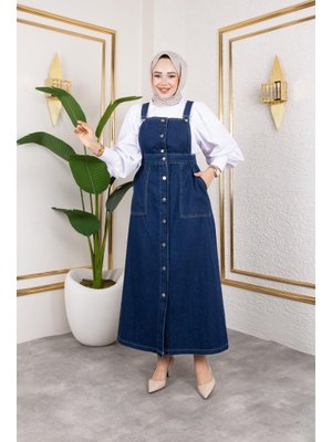 Askılı Lacivert Kot Salopet Askılı Lacivert Kot Salopet