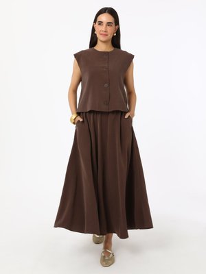 Kahverengi Modal Etek Yelek İkili Takım