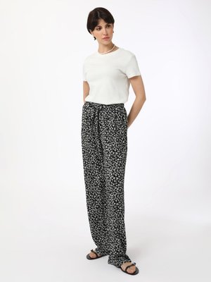 Çıtır Çiçek Desenli Pantolon Siyah/beyaz