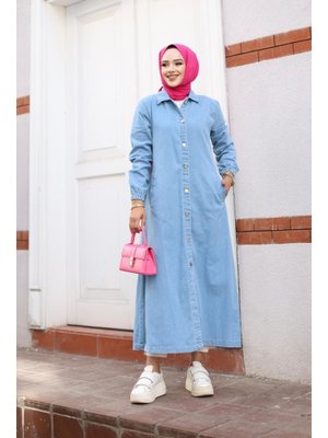 Cepli Düğmeli Denim Kot Trençkot