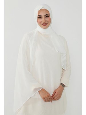 Krem Penye İç Boneli Pratik Şifon Şal,ps