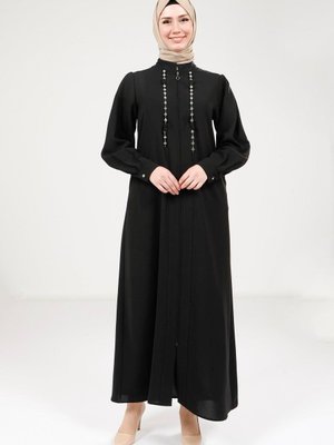 Zincir Taşlı Siyah Ferace 9167 Zincir Taşlı Siyah Ferace 9167