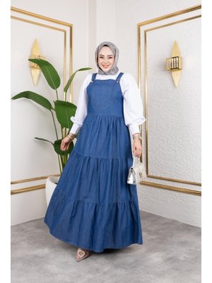 Askılı Fırfırlı Kot Salopet