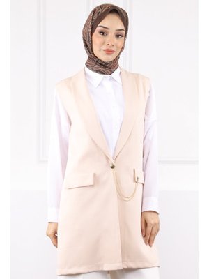 Bej Duble Zincirli Yelek Bej Duble Zincirli Yelek